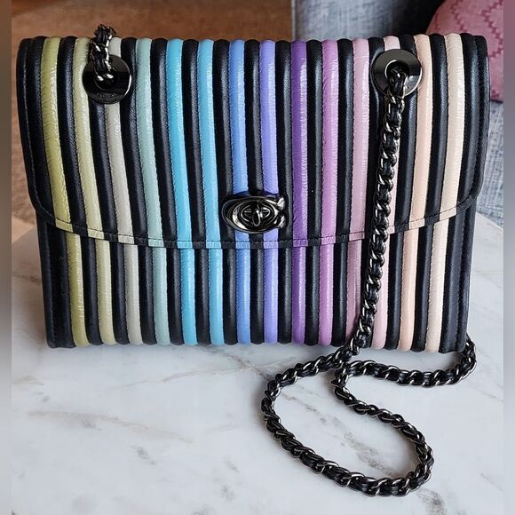 COACH Ombre Quilting Parker Shoulder Bag Black Multi/Gunmetal